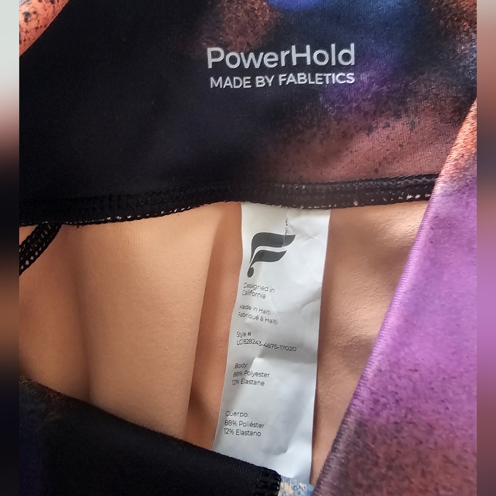 Fabletics Purple and Orange Abstract Leggings - image 4